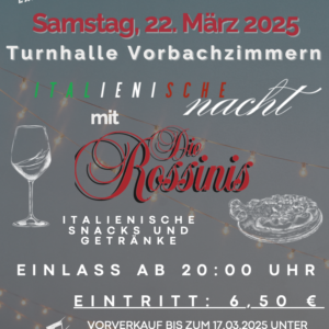 Vorverkauf zur Jubiläumsveranstaltung – Italienische Nacht